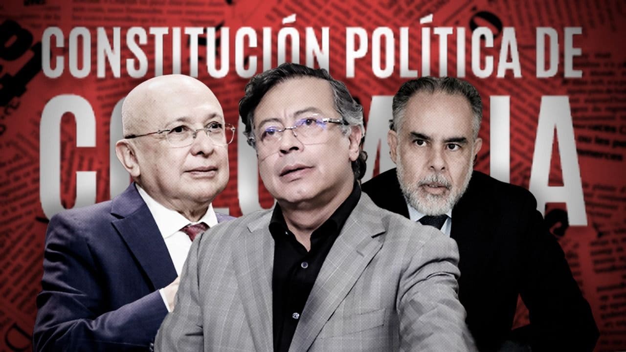 Eduardo Montealegre, ministro de Justicia; Gustavo Petro, presidente de la República; Armando Benedetti, ministro del Interior.