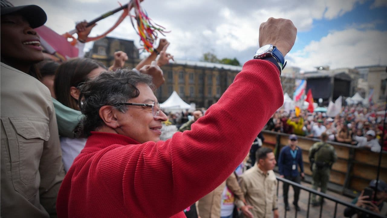 El presidente Gustavo Petro en una manifestación.