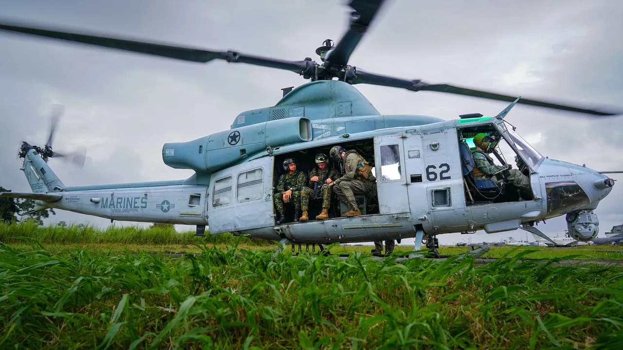 Tres helicópteros de los marines estuvieron en Tumaco, Nariño para transportar al jefe del comando sur de Estados Unidos. Foto: Cortesía Tres helicópteros de los marines estuvieron en Tumaco, Nariño para transportar al jefe del comando sur de Estados Unidos. Foto: Cortesía