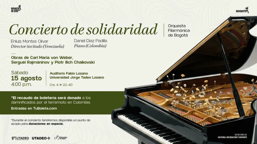 La Filarmónica de Bogotá hará concierto para reunir fondos para las víctimas del terremoto La Filarmónica de Bogotá hará concierto para reunir fondos para las víctimas del terremoto