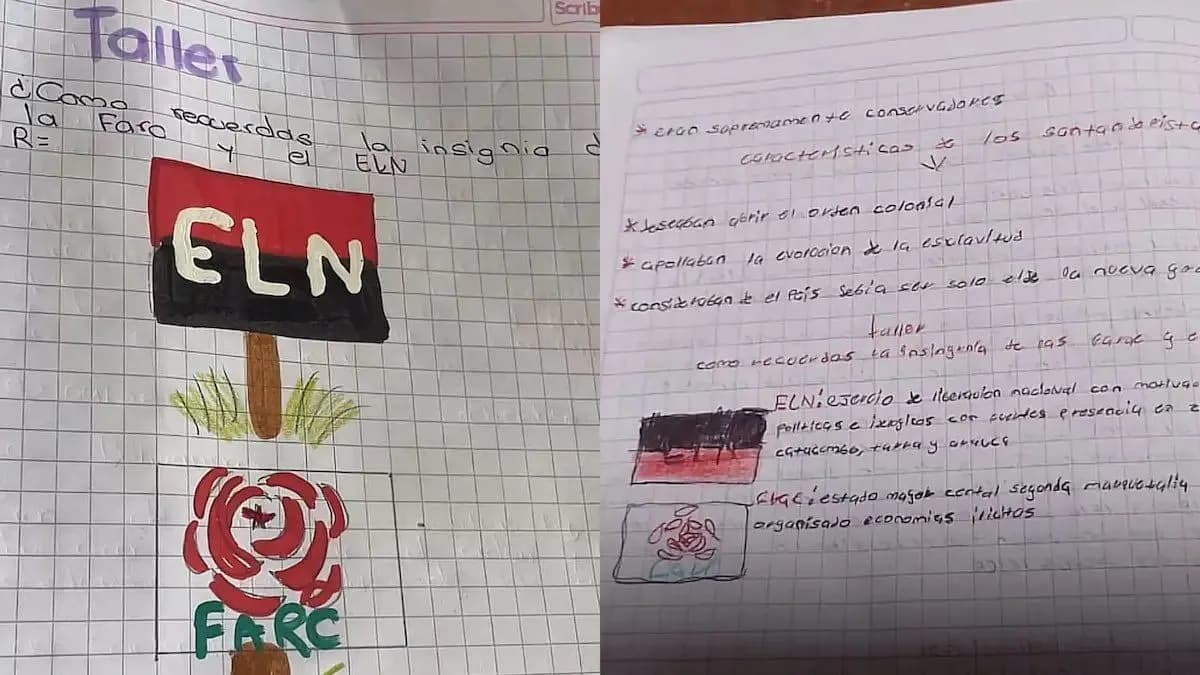 Polémica en colegio de Villa del Rosario: docente habría pedido a niños de primaria dibujar las insignias del ELN y las Farc Polémica en colegio de Villa del Rosario: docente habría pedido a niños de primaria dibujar las insignias del ELN y las Farc
