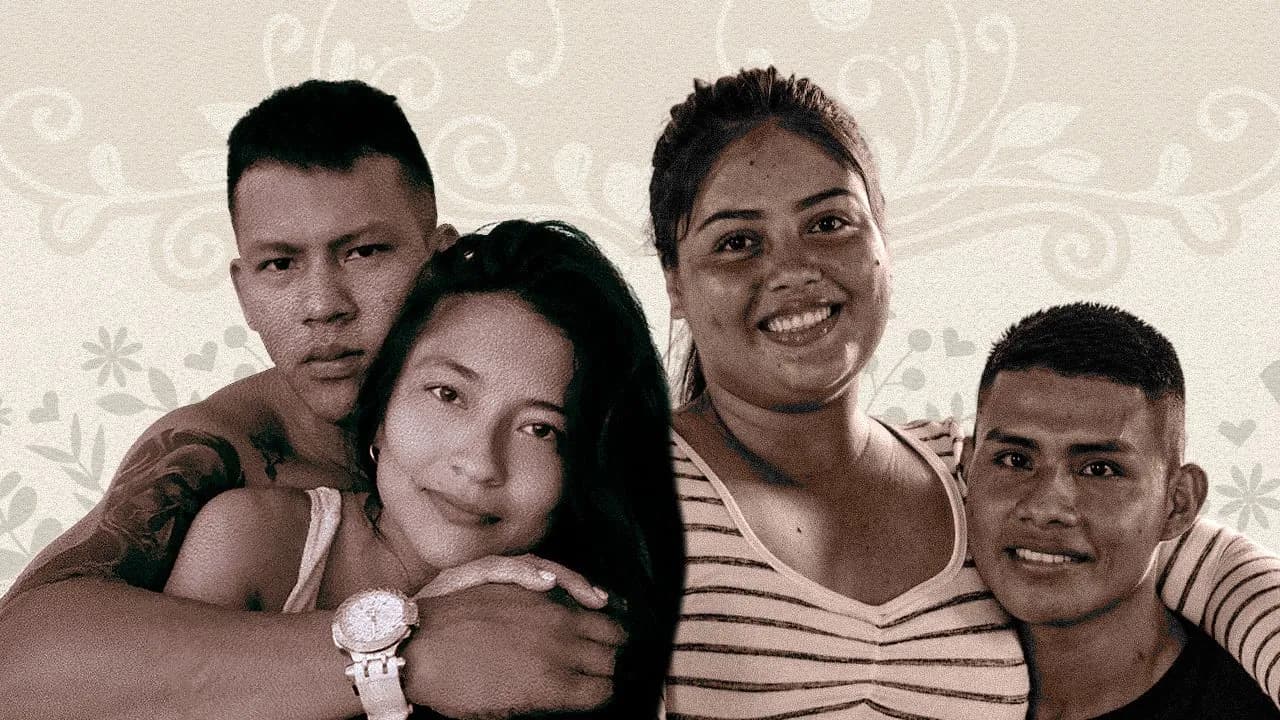 Natalia Briñez y Wilson Cruz, y Tatiana Parra y Jheison Machacurí, parejas de novios y excombatientes de los Comandos de la Frontera, hoy en el Valle del Guamuez. Fotos: Archivo particular. Natalia Briñez y Wilson Cruz, y Tatiana Parra y Jheison Machacurí, parejas de novios y excombatientes de los Comandos de la Frontera, hoy en el Valle del Guamuez. Fotos: Archivo particular.