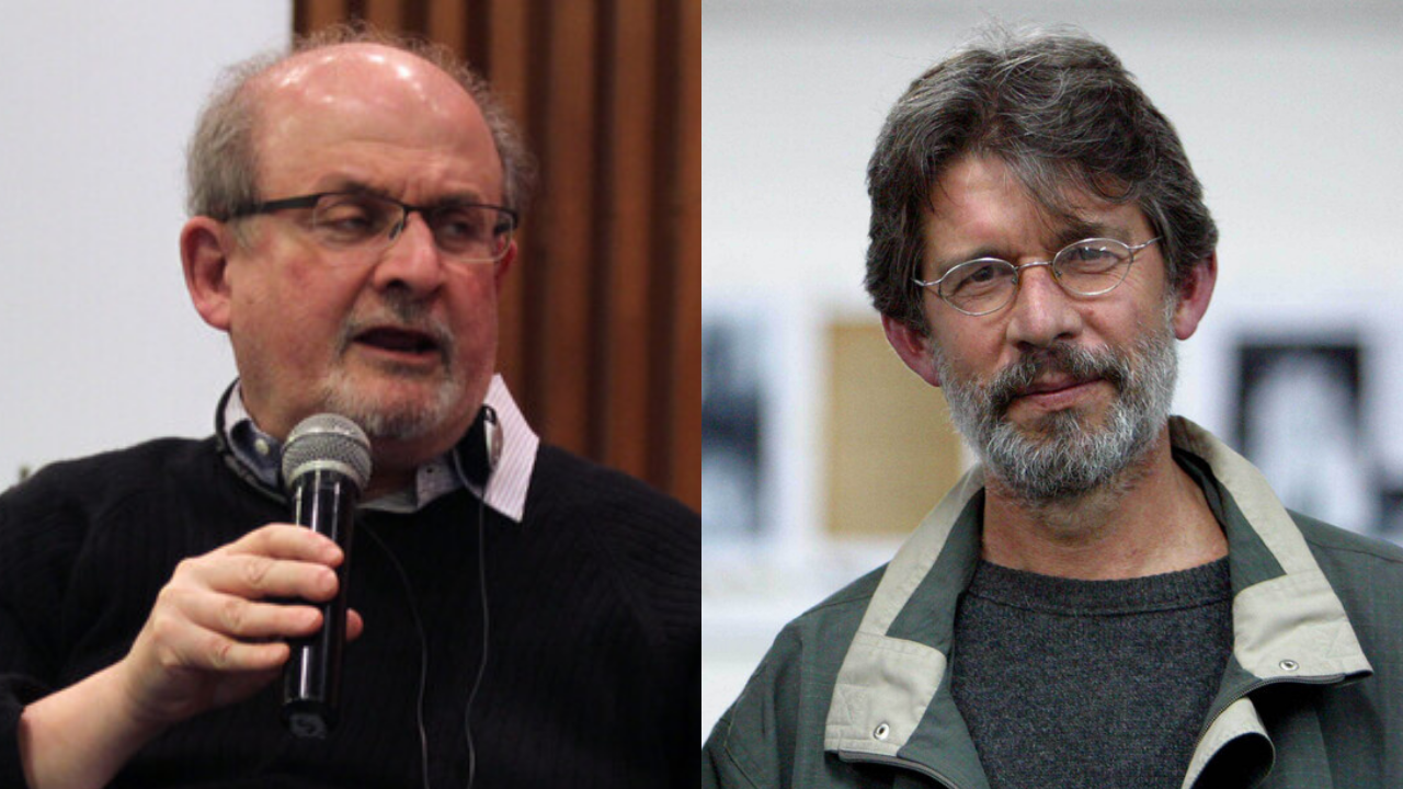 Crédito: Colprensa. Salman Rushdie y Tomás Gonzáles.