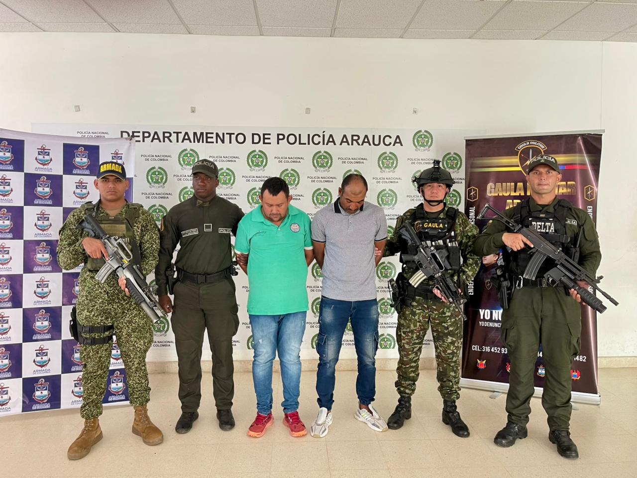 Los dos cabecillas eran los encargados de los cobros y recolección de dineros de las extorsiones que realizaba la columna Domingo Laín del ELN en Arauca.
Foto: Ejército Nacional