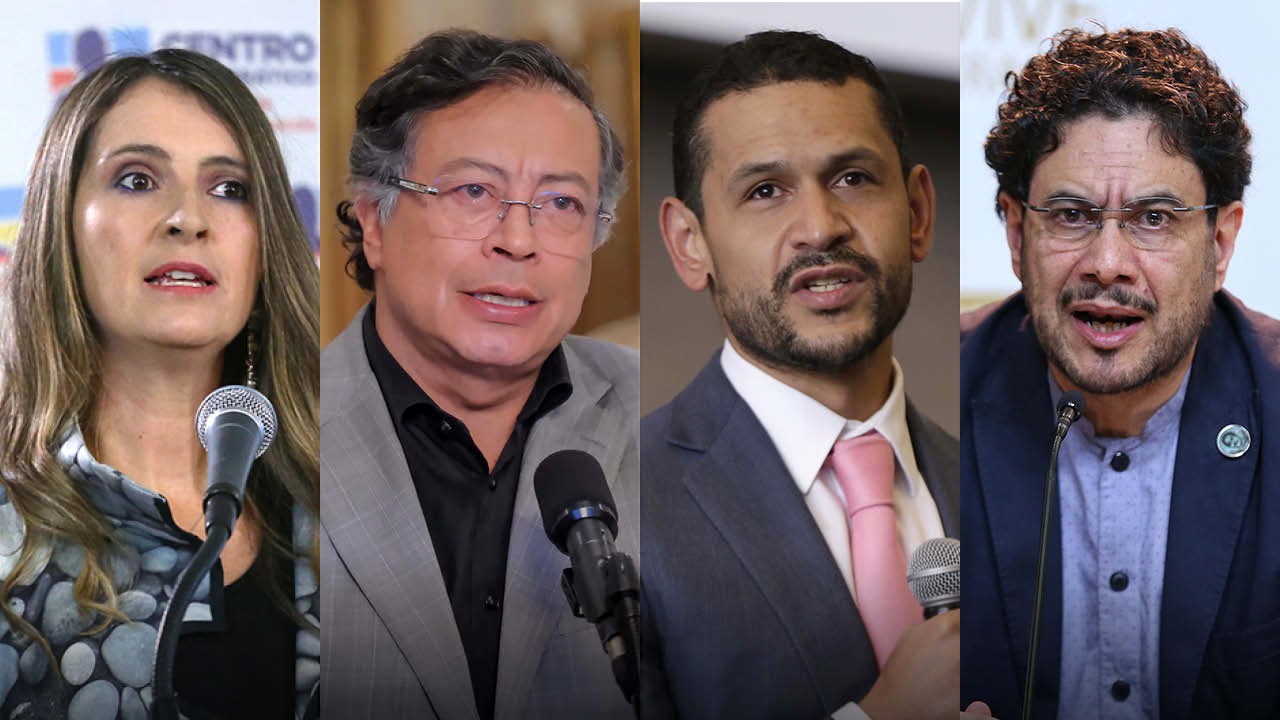Paloma Valencia, Gustavo Petro, Daniel Palacios, Iván Cepeda.