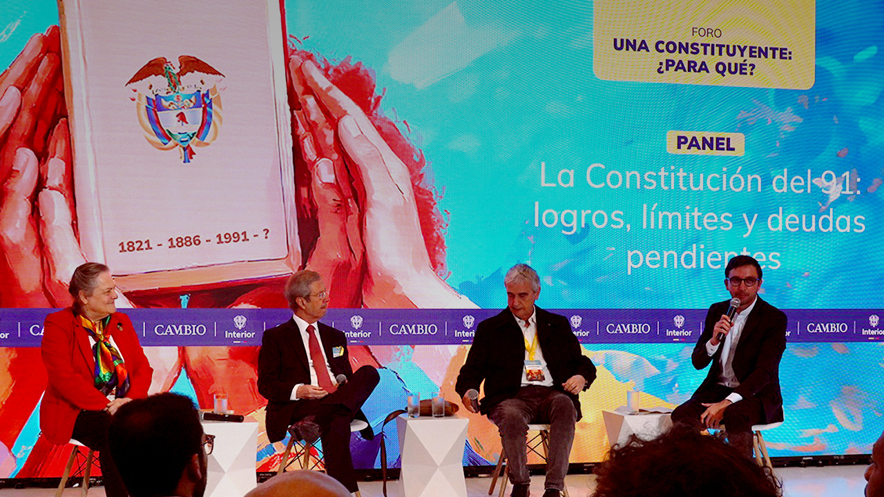 Clara López, Juan Carlos Esguerra, Iván Marulanda y Rainiero Patiño, de CAMBIO. Foto: Manuela Cardozo - CAMBIO