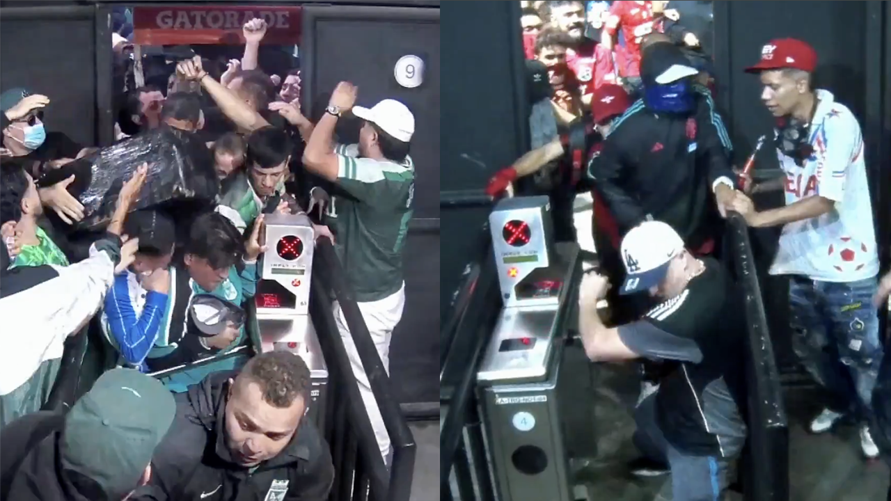 Cámaras de seguridad captaron a presuntos responsables de desmanes en el estadio Atanasio Girardot. Créditos: Alcaldía de Medellín.