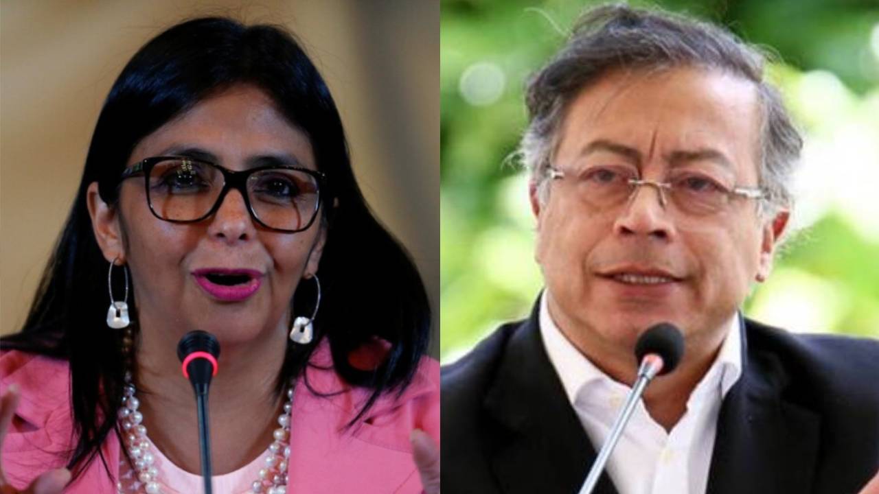 Delcy Rodríguez, presidente encargada de Venezuela y Gustavo Petro, presidente de Colombia. Crédito: Colprensa.