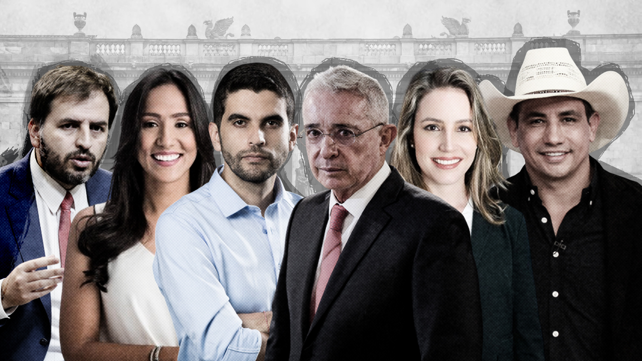 Andrés Forero, Claudia Zuleta, Hernán Cadavid, Álvaro Uribe Vélez, Julia Correa y Hernán Cadavid integran la lista con la que el partido busca recuperar el terreno perdido en las elecciones pasadas, cuando obtuvo seis curules menos que en 2018. | Crédito: Yamith Mariño - CAMBIO