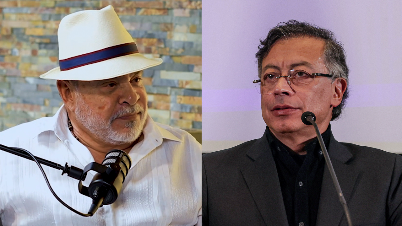 Abelardo de la Espriella Juris, padre del precandidato presidencial Abelardo de la Espriella, y el presidente de la República Gustavo Petro.

Crédito: Captura de pantalla / Juan Cano, Presidencia de la República.