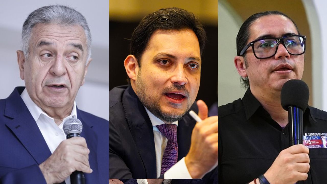 Lucho Garzón, cabeza de lista al Senado de la Alianza Verde; Carlos Motoa, cabeza de lista del Cambio Radical, y Juan Sebastián Gómez, cabeza de lista de la coalición integrada por MIRA, Nuevo Liberalismo y Dignidad y Compromiso | Crédito: Colprensa