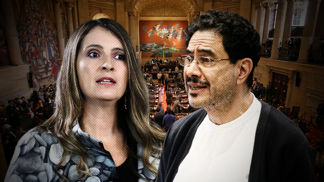 Paloma Valencia e Iván Cepeda, senadores y candidatos presidenciales. Fotoilustración: Yamith Mariño - CAMBIO