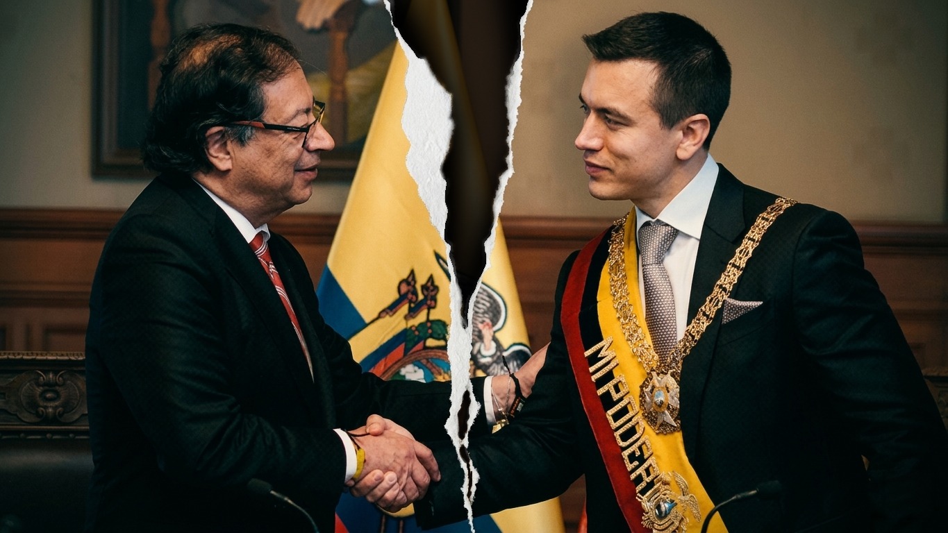 El desencuentro entre los presidentes Gustavo Petro y Daniel Noboa ha ido en aumento. Fotoilustración: Yamith Mariño.