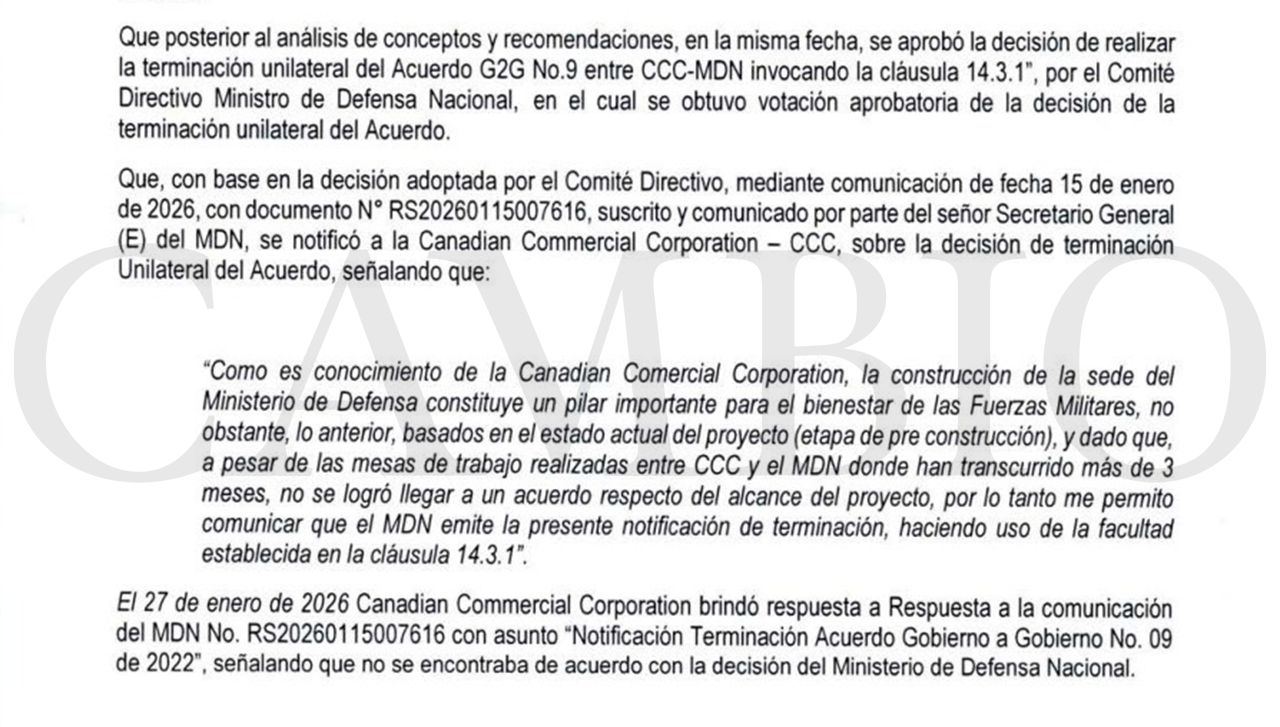 Imagen incluida en el art&iacute;culo 'Exclusivo: La historia del fallido contrato para la sede del MinDefensa por el que Canad&aacute; recibi&oacute; miles de millones de pesos'