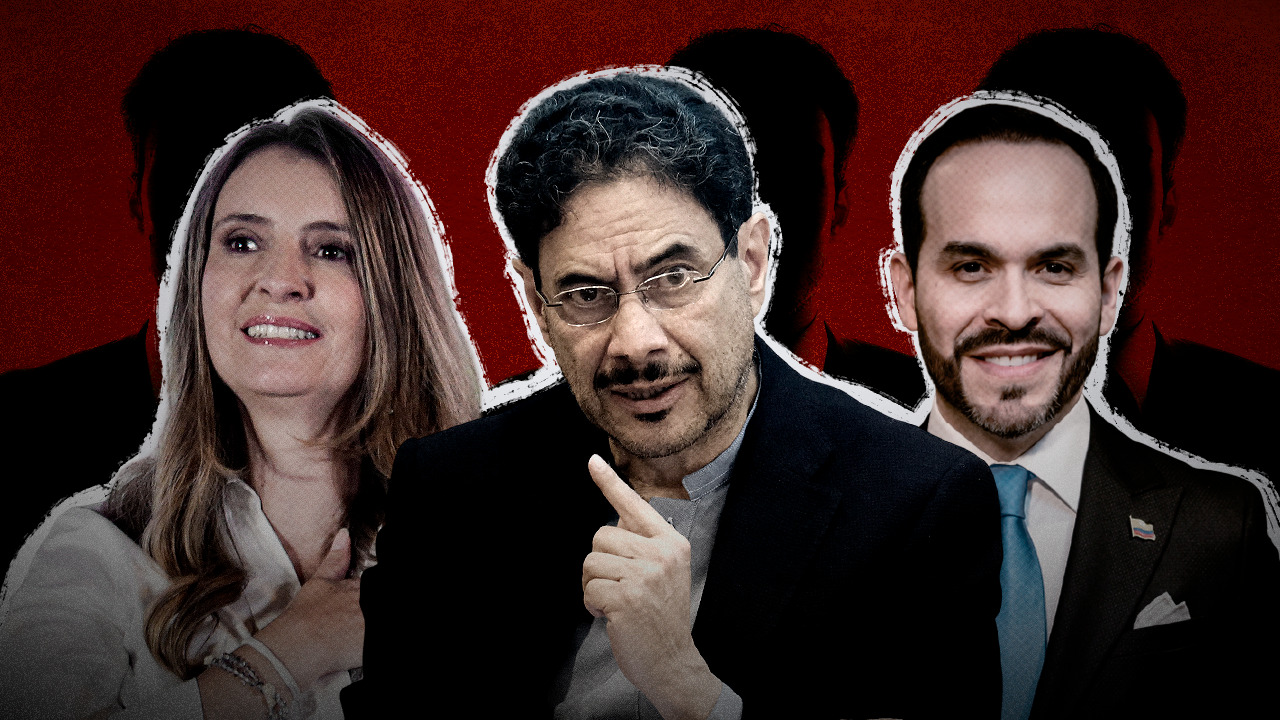 Paloma Valencia, Iván Cepeda y Abelardo de la Espriella, candidatos a la presidencia. Fotoilustración: Kimberly Vega - CAMBIO.