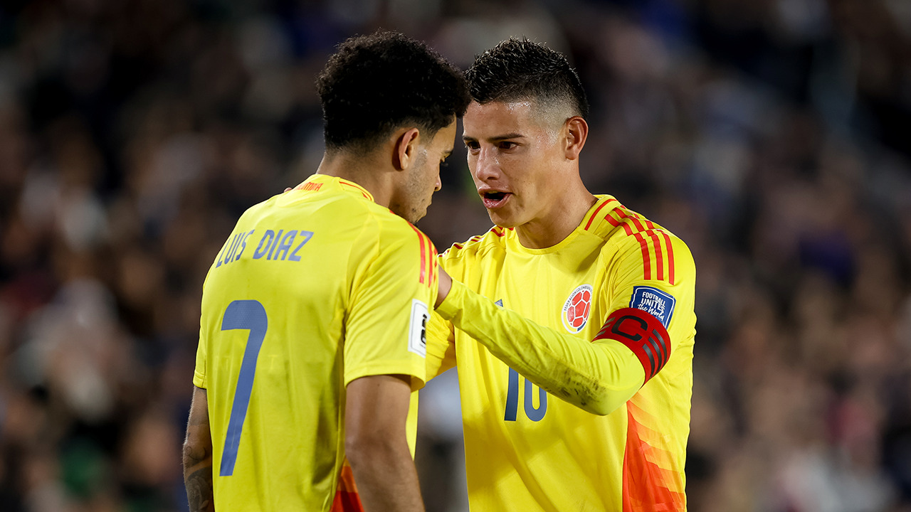 James Rodríguez y Luis Díaz. Crédito: Roberto Tuero / SOPA Images via Reuters Connect