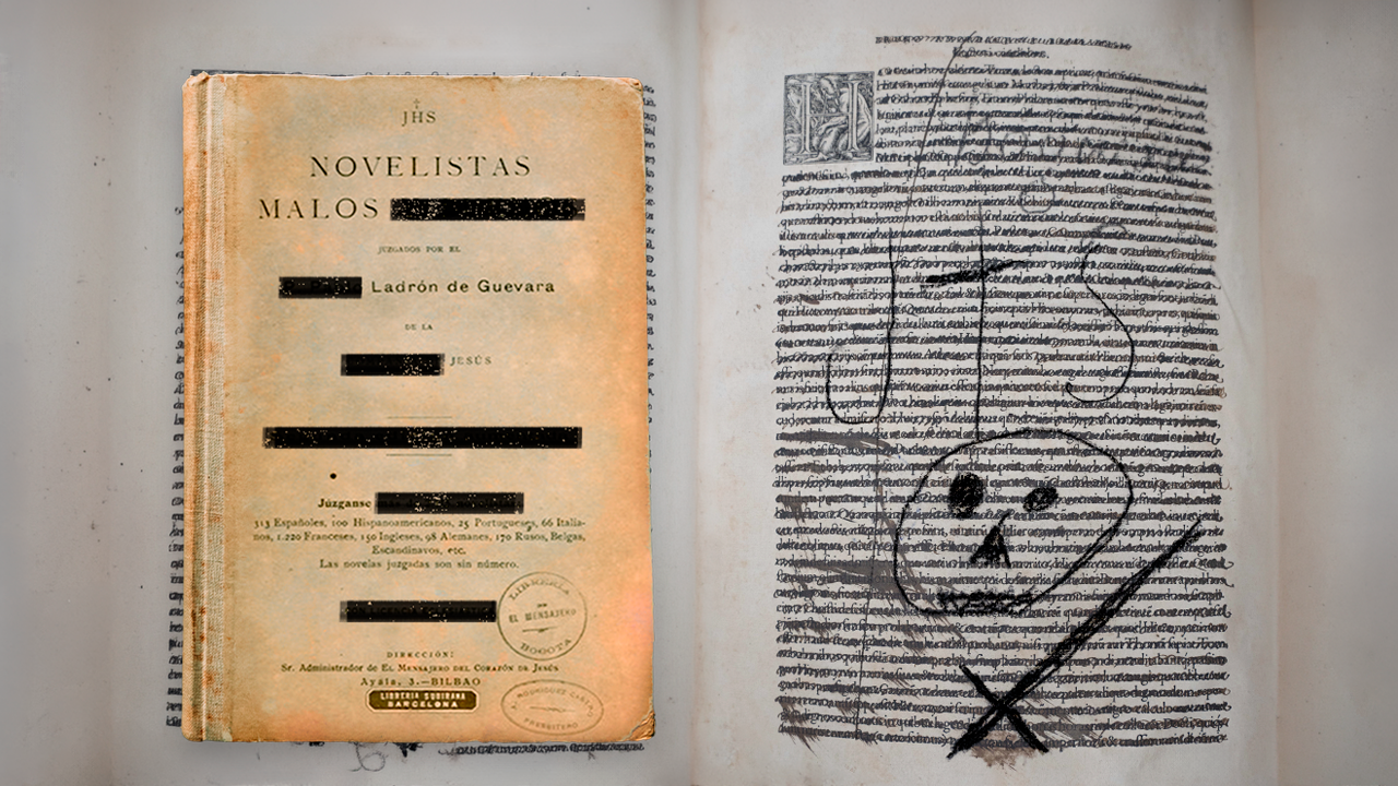 Novelistas malos y buenos y un libro expurgado que encontramos en la Biblioteca Nacional. Créditos: Pablo David-CAMIO y Open Library.