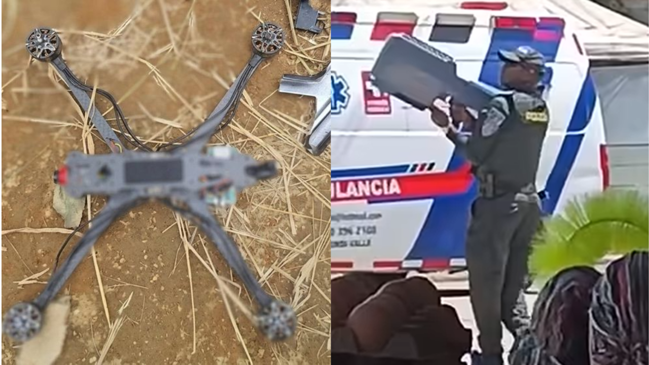La Alcaldía de Jamundí confirmó que el ataque fue ejecutado con drones cargados con explosivos y señaló que, tras la agresión, el Ejército Nacional activó un plan de defensa con apoyo de la Fuerza Aeroespacial Colombiana. Crédito: Cortesía y Redes sociales.