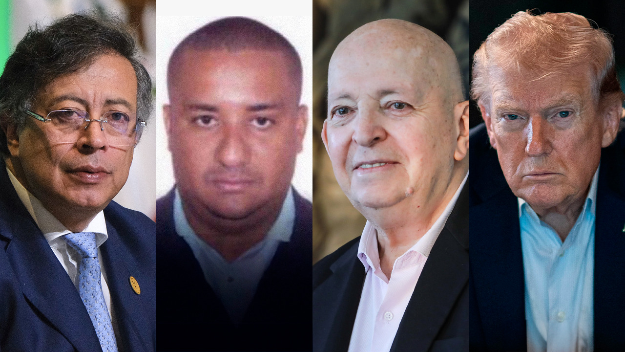 El presidente Gustavo Petro, Jobanis de Jesús Ávila, alias “Chiquito Malo”, Otty Patiño y el presidente de Estados Unidos, Donald Trump. Fotos: Fotos: Ovidio González - Presidencia de la República / Colprensa