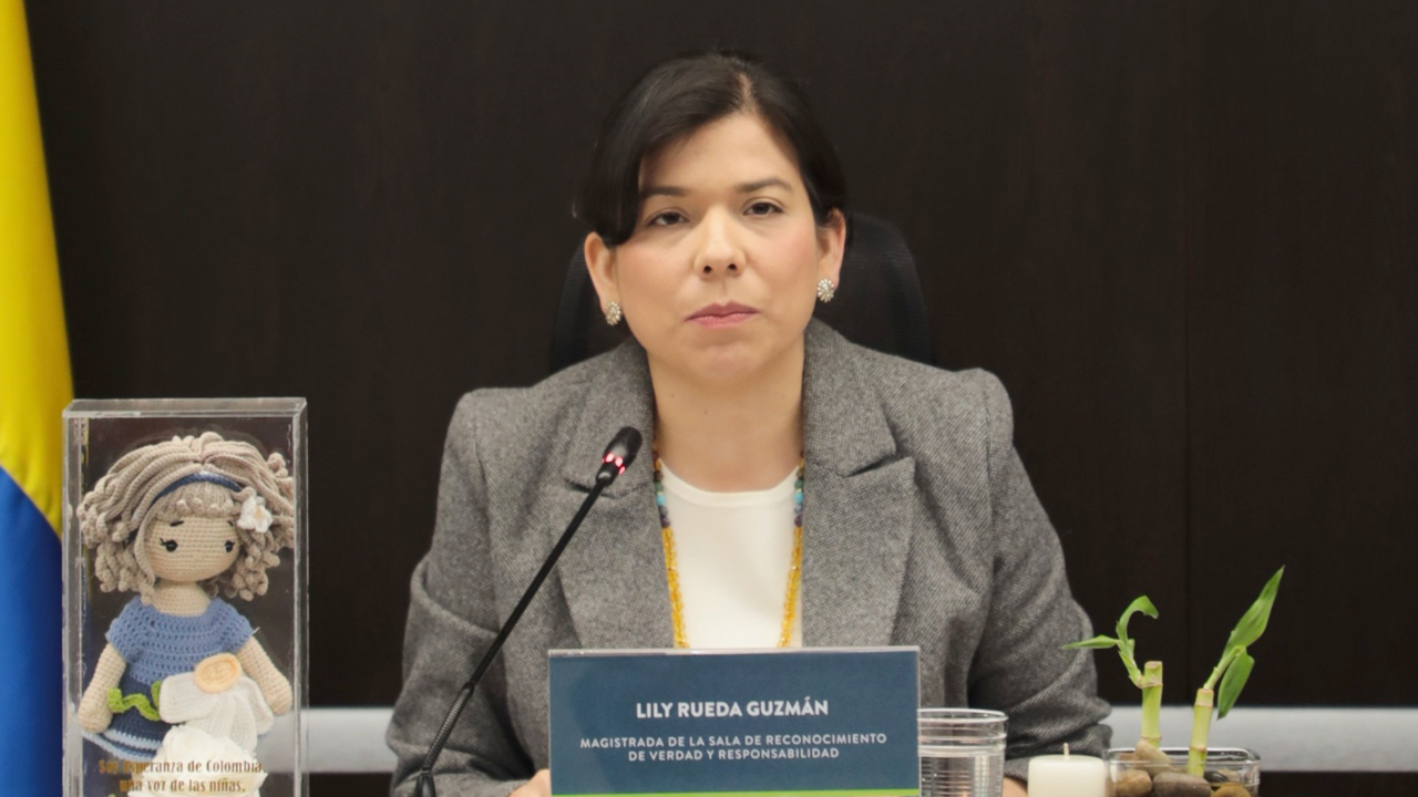 Lily Rueda, magistrada relatora del macrocaso 07 que adelanta lal JEP sobre reclutamiento infantil.

Crédito: JEP.